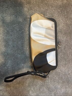 Coach Black Satin Frame Clutch with Crystal Kiss-Lock